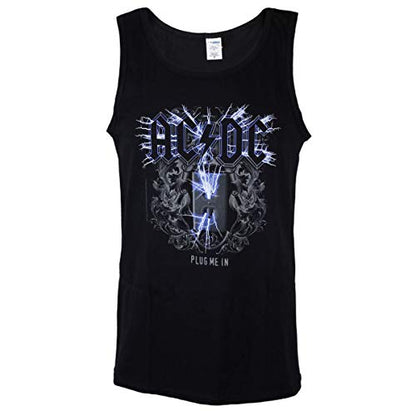 AC/DC - PLUG ME IN BLACK Tank Vest, Mens Large - PLUG ME IN