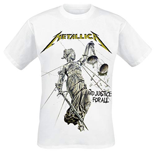 METALLICA - AND JUSTICE FOR ALL (WHITE) WHITE T-Shirt, Front & Back Print Medium - And Justice For All (White)