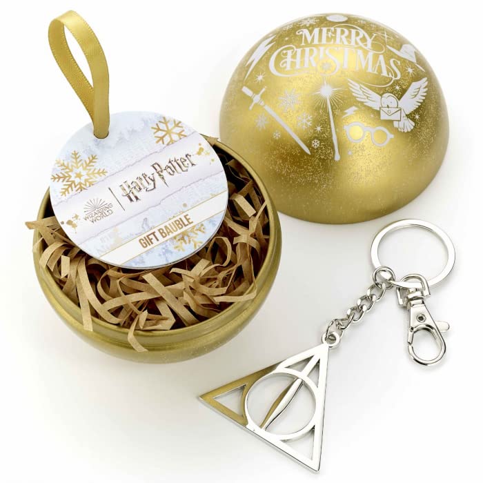 Harry Potter Official Gold Bauble with Deathly Hallows Keyring