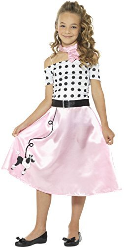 Smiffys 50s Poodle Girl Costume, Pink (Size T) - `50s Poodle Girl Costume, Pink, with Dress, Neck Tie & Belt -  (Size: T)`