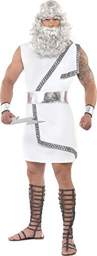 Smiffys Zeus Costume, White (Size M) - `Zeus Costume, White, Toga, Belt, Headband, Arm Cuffs & Lightning Bolt -  (Size: M)`