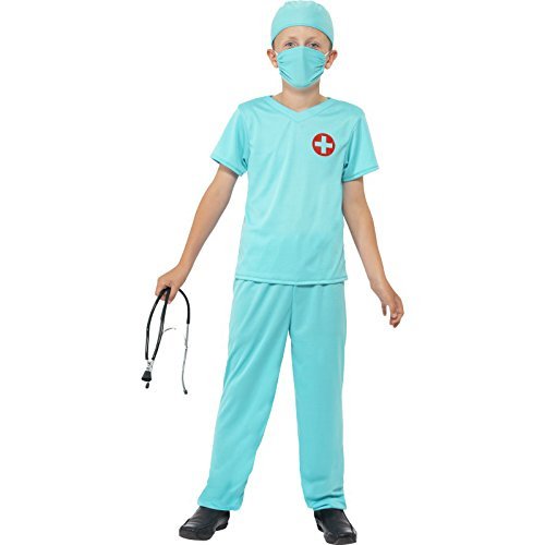 Smiffys Surgeon Costume, Blue (Size L) - `Surgeon Costume, Blue, with Top, Trousers, Hat, Mask & Stethoscope -  (Size: L)`