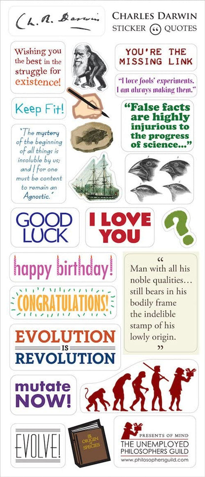 Unemployed Philosophers Guild Charles Darwin Quotable Notable Sticker Quotes Greeting Card