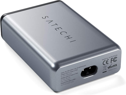 SATECHI 75W Dual Type C PD Travel Charger Adapter with 2 USB C PD & 2 USB 3.0 - Compatible with 2020/2019 MacBook Pro, 2020 MacBook Air, M1 iPad Pro/Air, iPhone 15 Pro Max/15 Pro/15/15 Plus