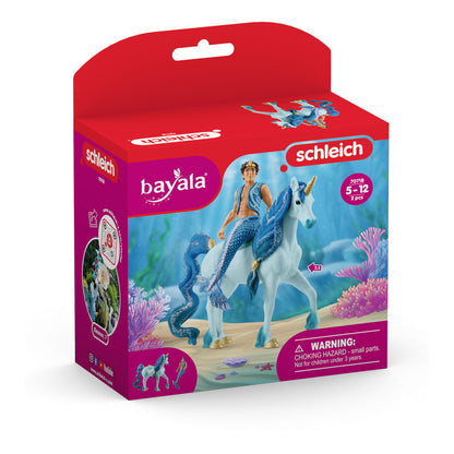 SCHLEICH Bayala Aryon on Unicorn Toy Figure Set, Blue (70718)