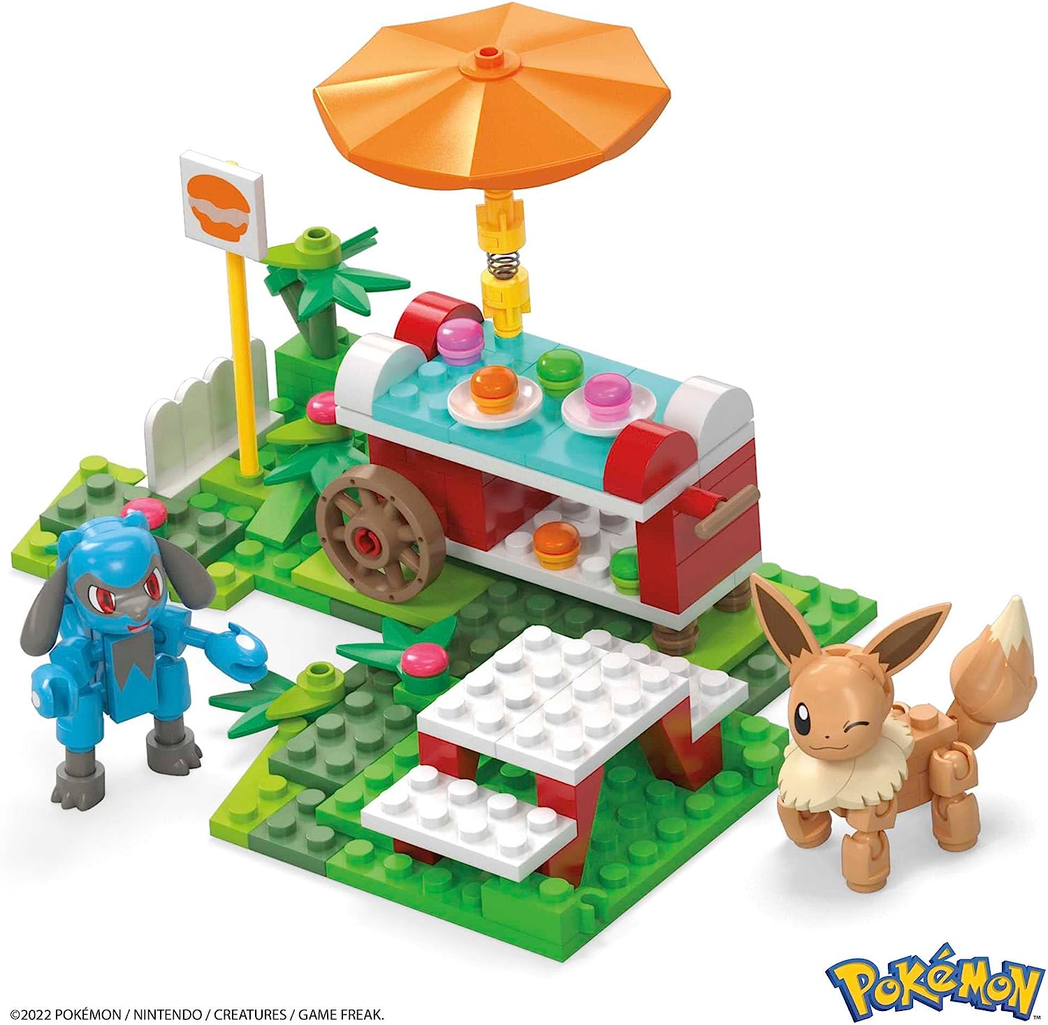 MEGA Pokémon Adventure Builder Picnic toy building set, Eevee and Riolu figures, 193 bricks and pieces, gift set for boys and girls, ages 7 and up, HDL80 Single
