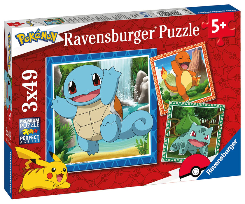 Ravensburger Classic Pokemon Jigsaw Puzzles for Kids Age 5 Years Up - 3x 49 Pieces