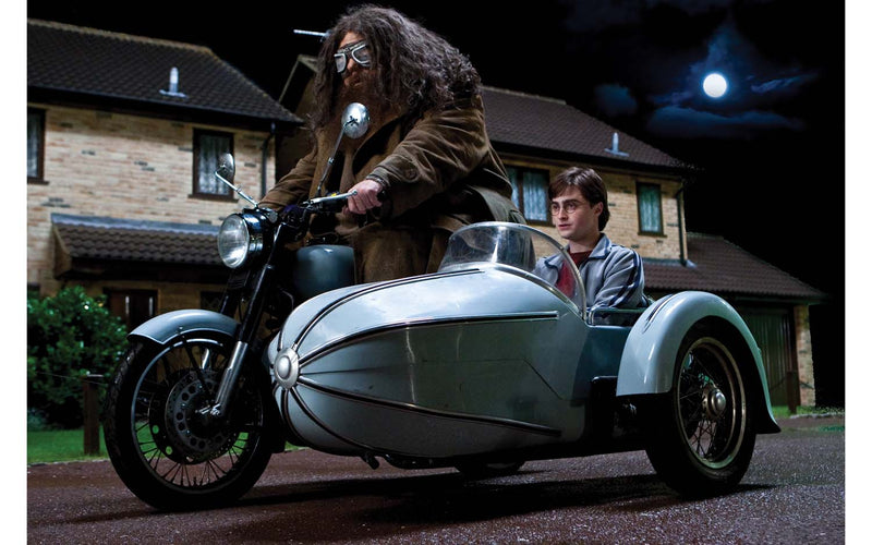 Harry Potter Sidecar Motorradmodell mit Hagrid und Harry – DieCast Metal – Länge 8 cm – Mehrfarbig, Mehrfarbiges