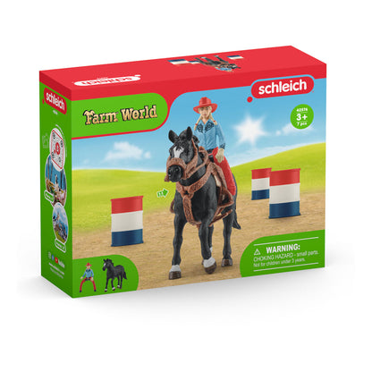 SCHLEICH Farm World Cowgirl Barrel Racing Fun Toy Playset, Multi-colour (42576)