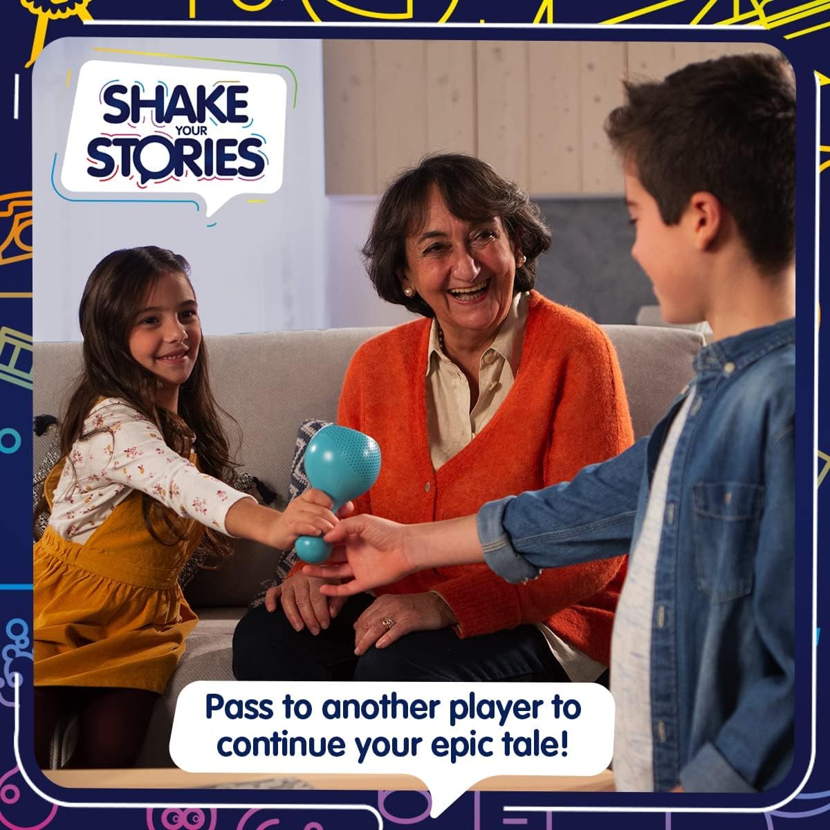 TOMY Games T73451 Shake your Stories, Family Game for 2+ players, Board Game For Adults And Kids Suitable From 4, 5, 6+ Years, Blue
