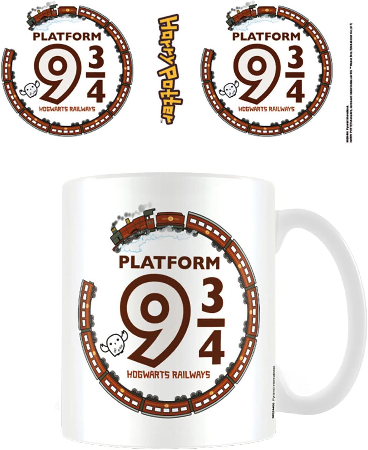 Pyramid International Harry Potter Ceramic Mug with Japanese Style Chibi Illustrations of Hogwarts Express and Hedwig - Official Merchandise