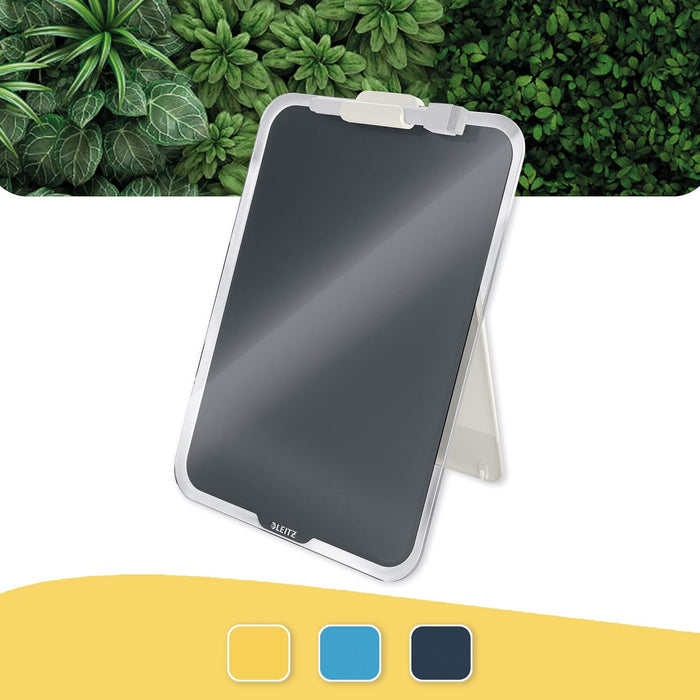 Leitz Glass Dry Wipe Personal Desktop Easel Whiteboard, Cosy Range, Velvet Grey, 39470089