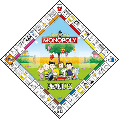 Winning Moves Peanuts Monopoly-Brettspiel, schließen Sie Sich Charlie Brown an und steigen Sie in die Eisdiele, Lucy's Football und Linus's Pumpkin Patch und tauschen Sie Ihren Weg zum Erfolg, tolles