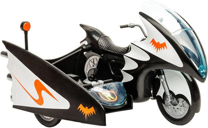 McFarlane Toys, DC Multiverse, DC Retro Batman Batcycle Vehicle Action Figure with Side Car, Collectible DC Retro 1960's TV Figure – Ages 12+