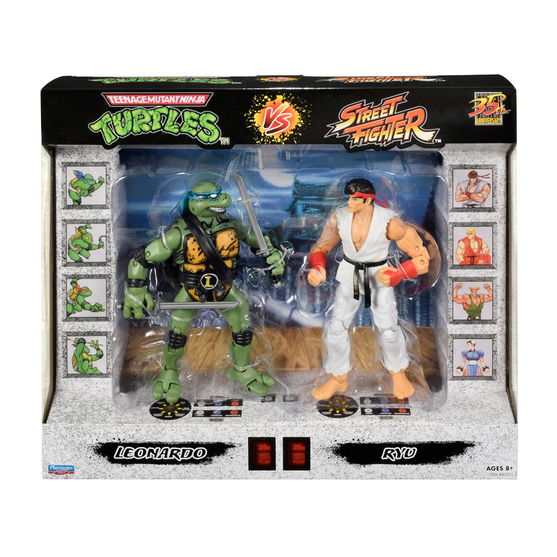 BANDAI P81251 6'' Street Fighter Ryu and Leonardo Ninja Turtle Action Figures with Articulation