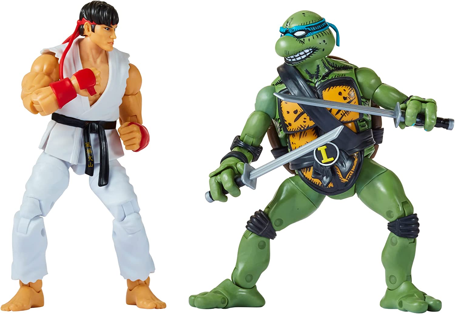 BANDAI P81251 6'' Street Fighter Ryu and Leonardo Ninja Turtle Action Figures with Articulation