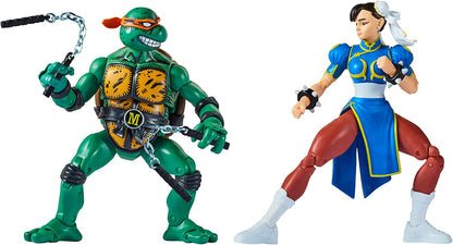 BANDAI P81252 6'' Street Fighter Chun-Li and Michelangelo Ninja Turtle Action Figures with Articulation