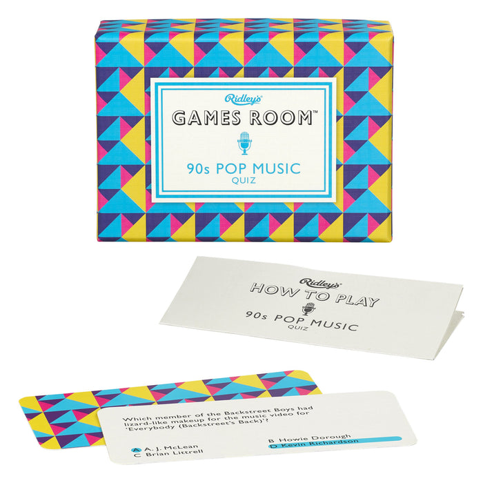 Ridley’s 90s Pop Music Quiz Trivia Card Game – Trivia Games for Adults and Kids – 2+ Players – Includes 140 Unique Question Cards – Fun Quiz Cards That Make a Great Gift