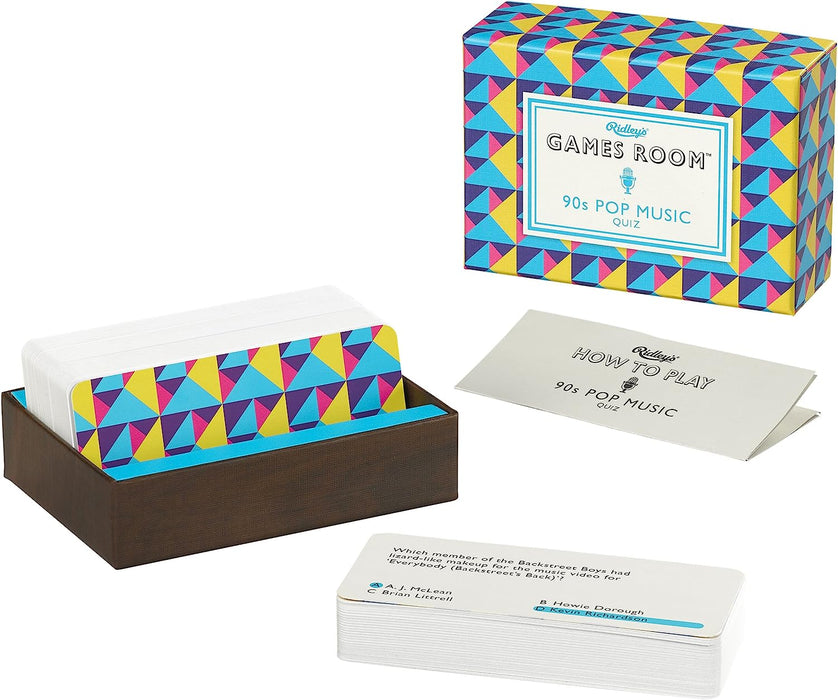 Ridley’s 90s Pop Music Quiz Trivia Card Game – Trivia Games for Adults and Kids – 2+ Players – Includes 140 Unique Question Cards – Fun Quiz Cards That Make a Great Gift