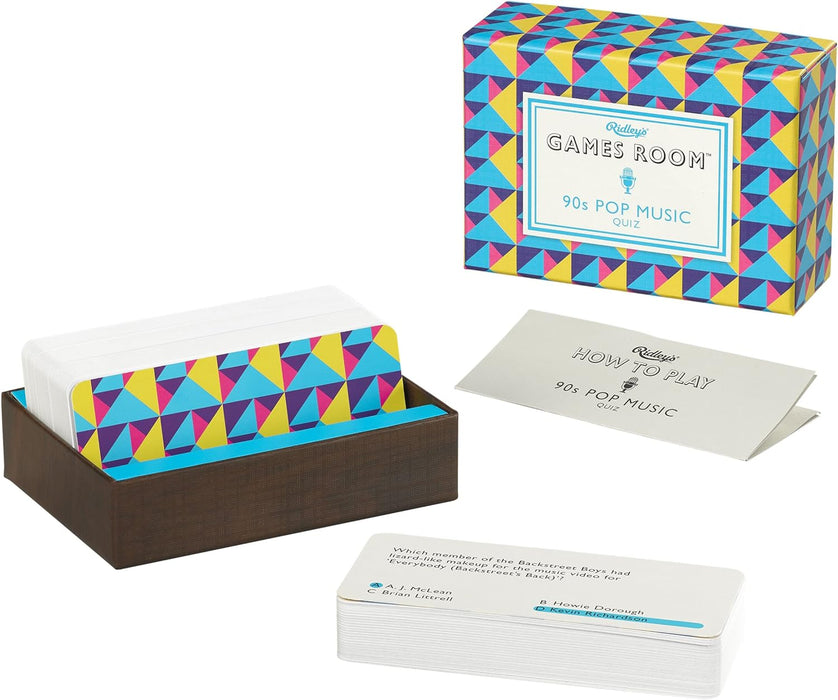 Ridley’s 90s Pop Music Quiz Trivia Card Game – Trivia Games for Adults and Kids – 2+ Players – Includes 140 Unique Question Cards – Fun Quiz Cards That Make a Great Gift