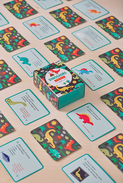 Petit Collage Dinosaurs Trivia Quiz Cards – Fun Card Game for Kids, Kids Trivia Game for Ages 5+ – Includes 50 Dinosaur-Themed Quiz Cards – Perfect for Family Fun
