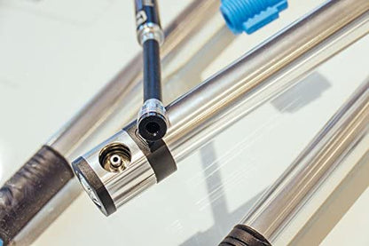 Power Alloy Bicycle Pump High Pressure With Gauge Silver