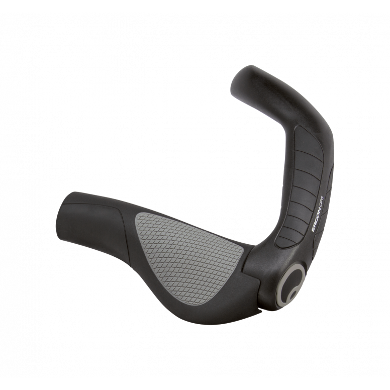 Ergon - GP5 Ergonomic Lock-on Bicycle Handlebar Grips with Extended Bar End Support | Regular, Gripshift or Rohloff/Nexus Compatible | for Hybrid Bikes | Two Sizes | Black/Gray or Biokork