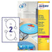 Avery L7676-100 Self-Adhesive Opaque Full Face CD Labels, 2 Labels Per A4 Sheet, White