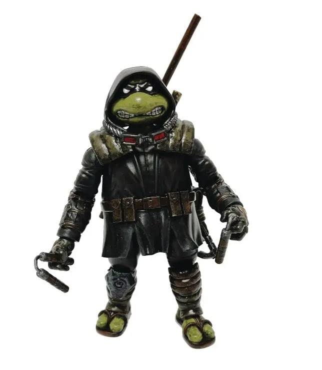 Bandai Teenage Mutant Ninja Turtles The Last Ronin Michelangelo Action Figure Coloured | 4.5'' TMNT The Last Ronin Articulated Action Figure With Accessories | Teenage Mutant Ninja Turtles Toys Black