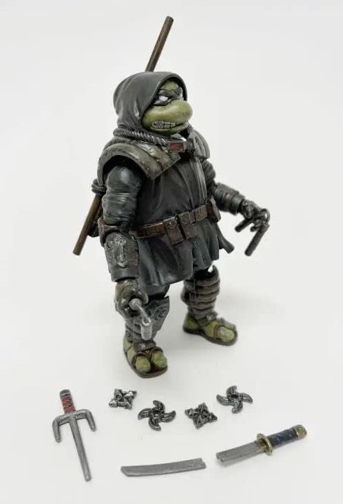 Bandai Teenage Mutant Ninja Turtles The Last Ronin Michelangelo Action Figure Coloured | 4.5'' TMNT The Last Ronin Articulated Action Figure With Accessories | Teenage Mutant Ninja Turtles Toys Black