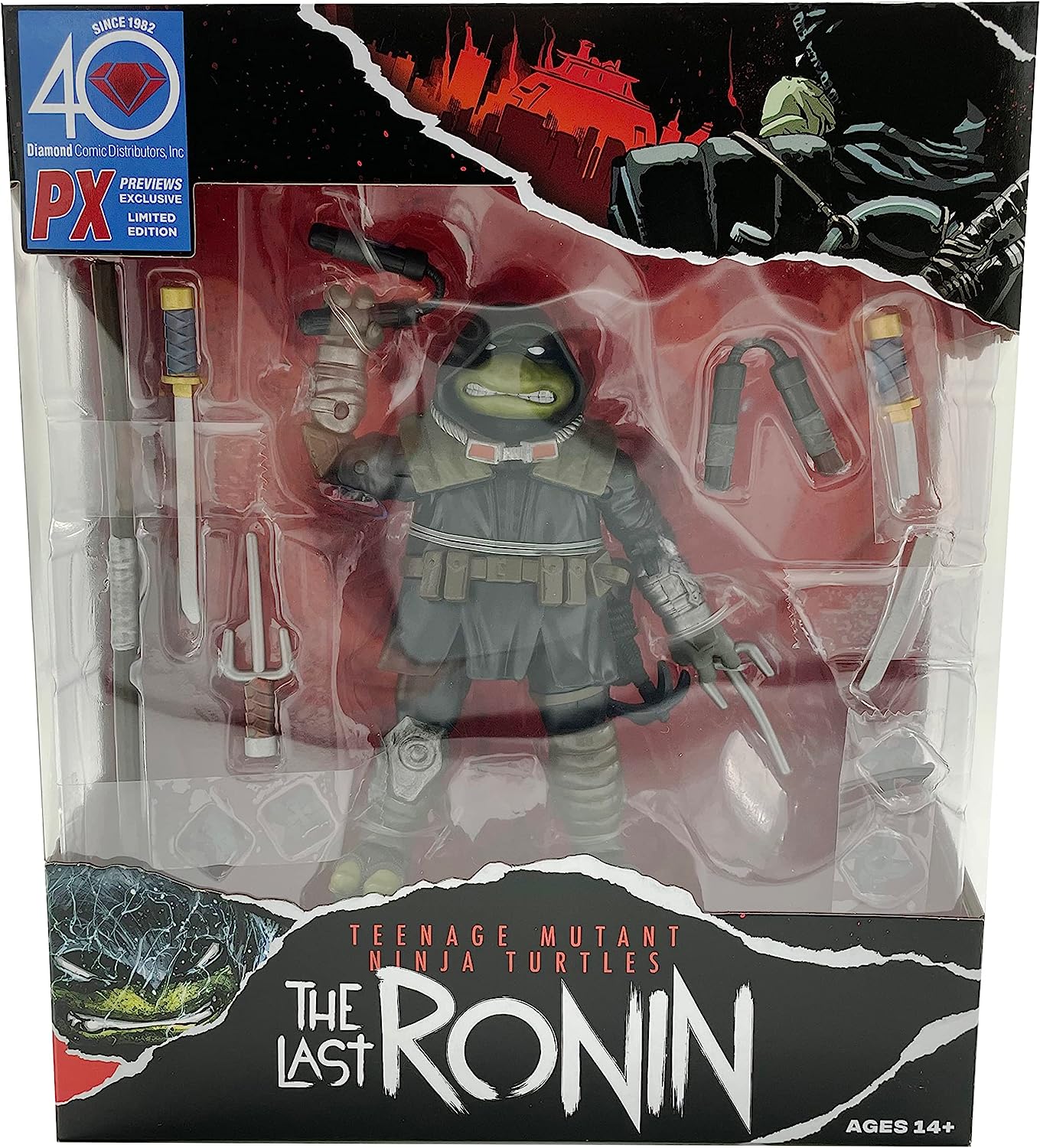 Bandai Teenage Mutant Ninja Turtles The Last Ronin Michelangelo Action Figure Coloured | 4.5'' TMNT The Last Ronin Articulated Action Figure With Accessories | Teenage Mutant Ninja Turtles Toys Black