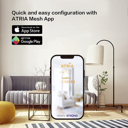 STRONG ATRIA AC1200 Whole Home Mesh Wi-Fi System - ADD ON UNIT, Up to 1,200sq.ft Wi-Fi Coverage, Three Gigabit Ports per node, App Control, Guest Network, Parental Controls, Simple Set Up, (1 Pack) 1200M/s; Covers 1200Sqft; Wi-Fi 5; One Pack