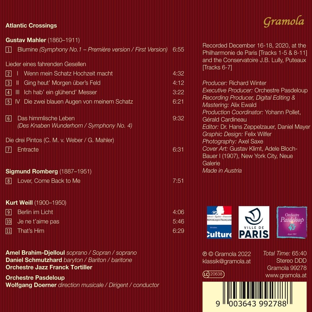 Gustav Mahler/Kurt Weill/Sigmund Romberg: Atlantic Crossings