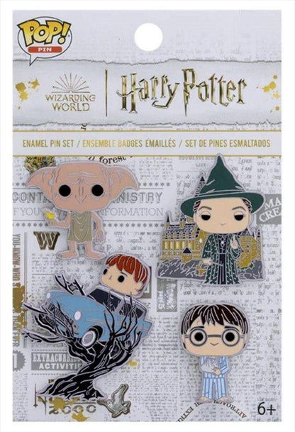 Loungefly POP! 4 Pack PIN SET: HP ANNIVERSARY - Harry Potter - 1/6 Odds for Rare Chase Variant AMBER OF SECRETS - Harry Potter Enamel Pins - Cute Collectable Novelty Brooch - for Backpacks & Bags