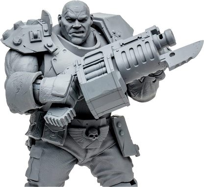McFarlane Toys, Warhammer 40000 Darktide Ogryn Mega Action Figure with 22 Moving Parts, Unpainted Collectible collectors stand base, Customise Your – Ages 12+, Multicolor Ogryn - Matte Grey