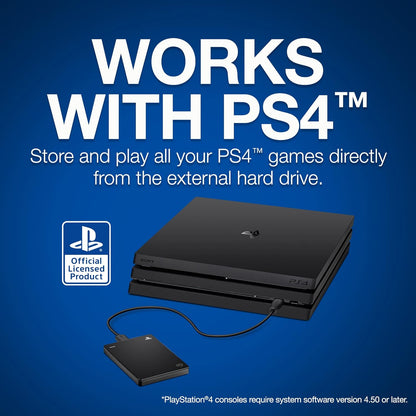 Seagate Game Drive for PS4, 4TB, Portable External Hard Drive, Compatible with PS4 and PS5 (STLL4000200), Black Black 4TB PS4/PS5