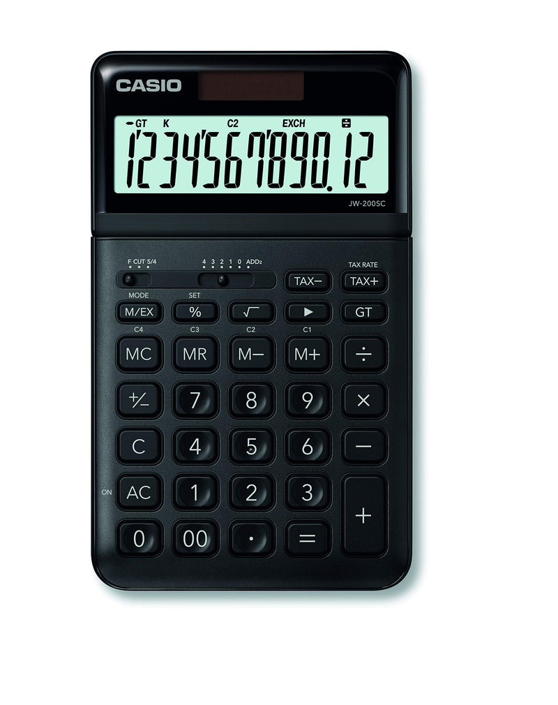 Casio JW-200SC-BK Desktop Calculator Black Solar Powered Battery Operated 109 x 11 x 184m