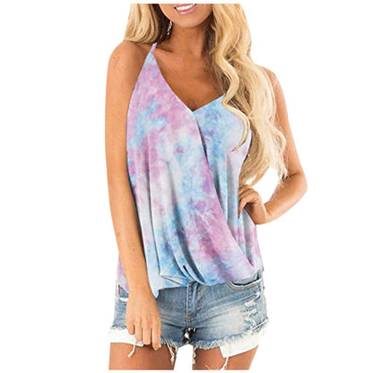 YTao Tank Tops for Women,Women's Adjustable Blouses V Neck Floral Print Summer Sleeveless Casual Tank (S,Multicolor