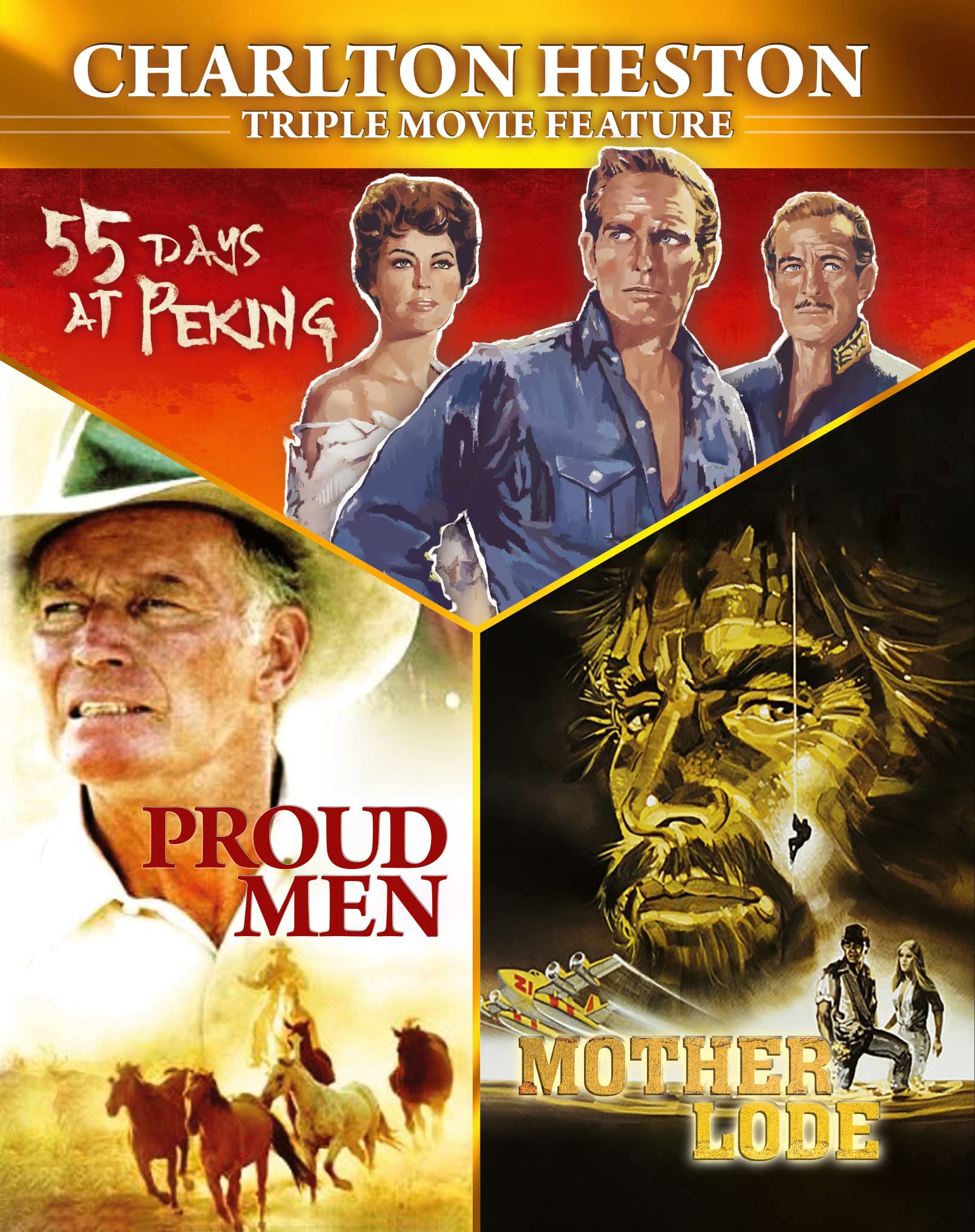 Charlton Heston Triple Bill - Mother Lode, 55 Days an Peking & Proud Men