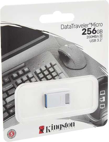Kingston DataTraveler Micro USB Flash Drive 256GB 200MB/s Metal USB 3.2 Gen 1 - DTMC3G2/256GB