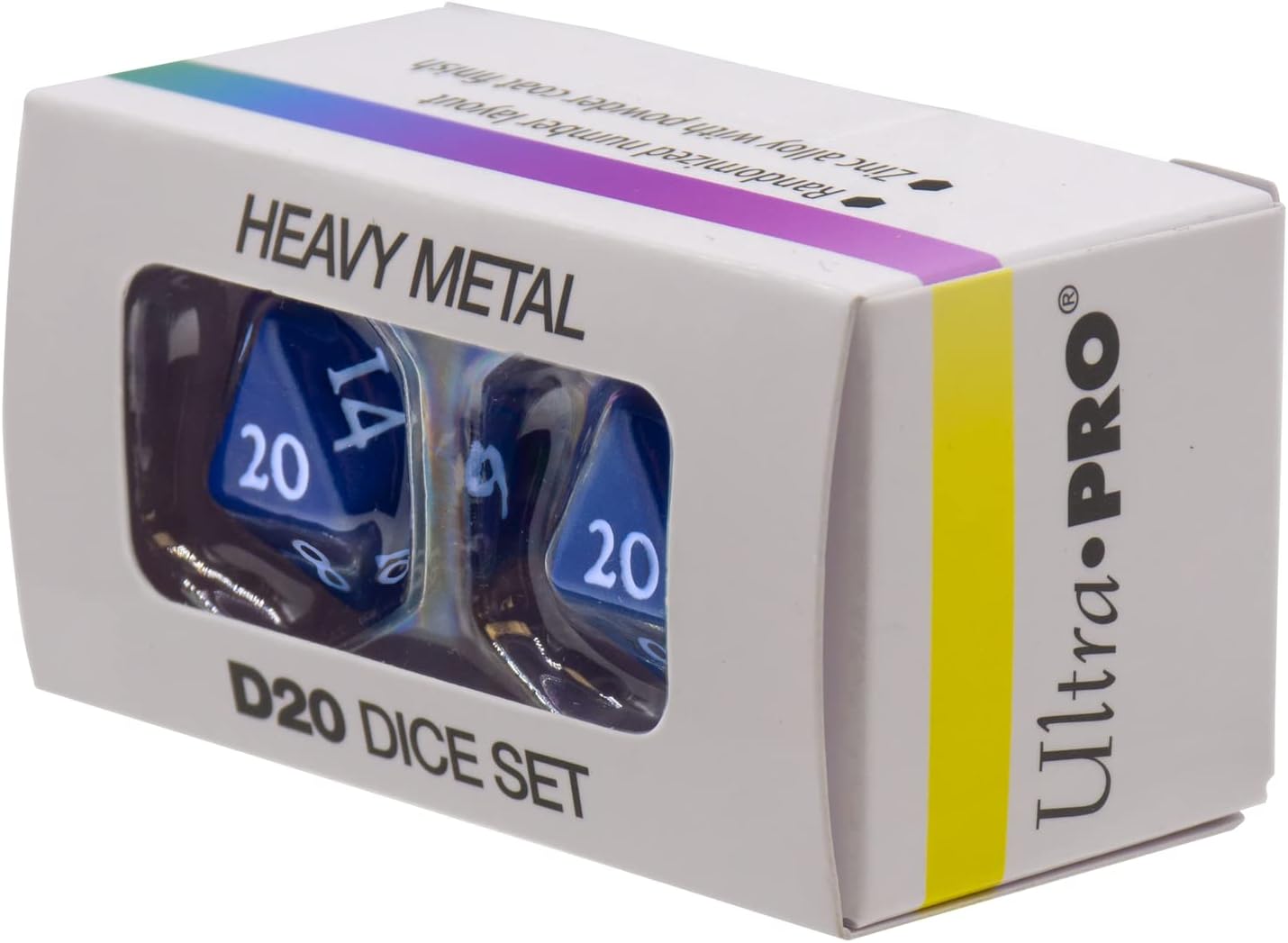 Ultra PRO - Vivid Heavy Metal Dice Set Blue 2ct - Up Your Gaming 20 Sided Dice, Role Playing Games, Matte Finish