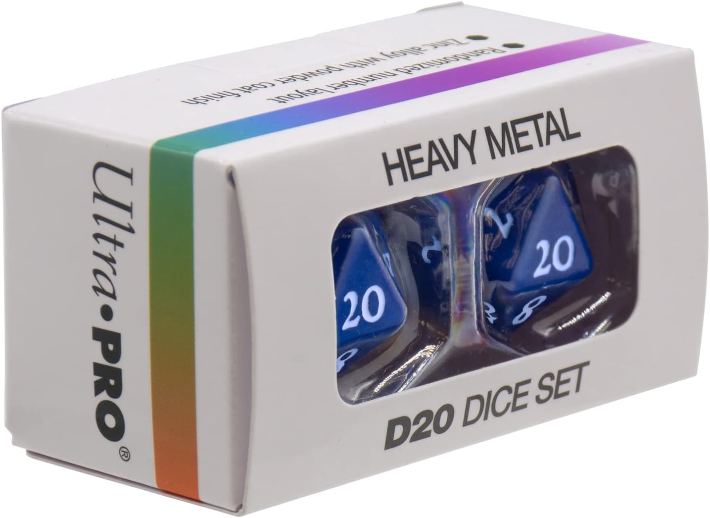 Ultra PRO - Vivid Heavy Metal Dice Set Blue 2ct - Up Your Gaming 20 Sided Dice, Role Playing Games, Matte Finish