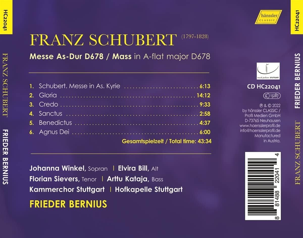 Franz Schubert: Messe As-Dur D678: Mass in A-flat Major, D678