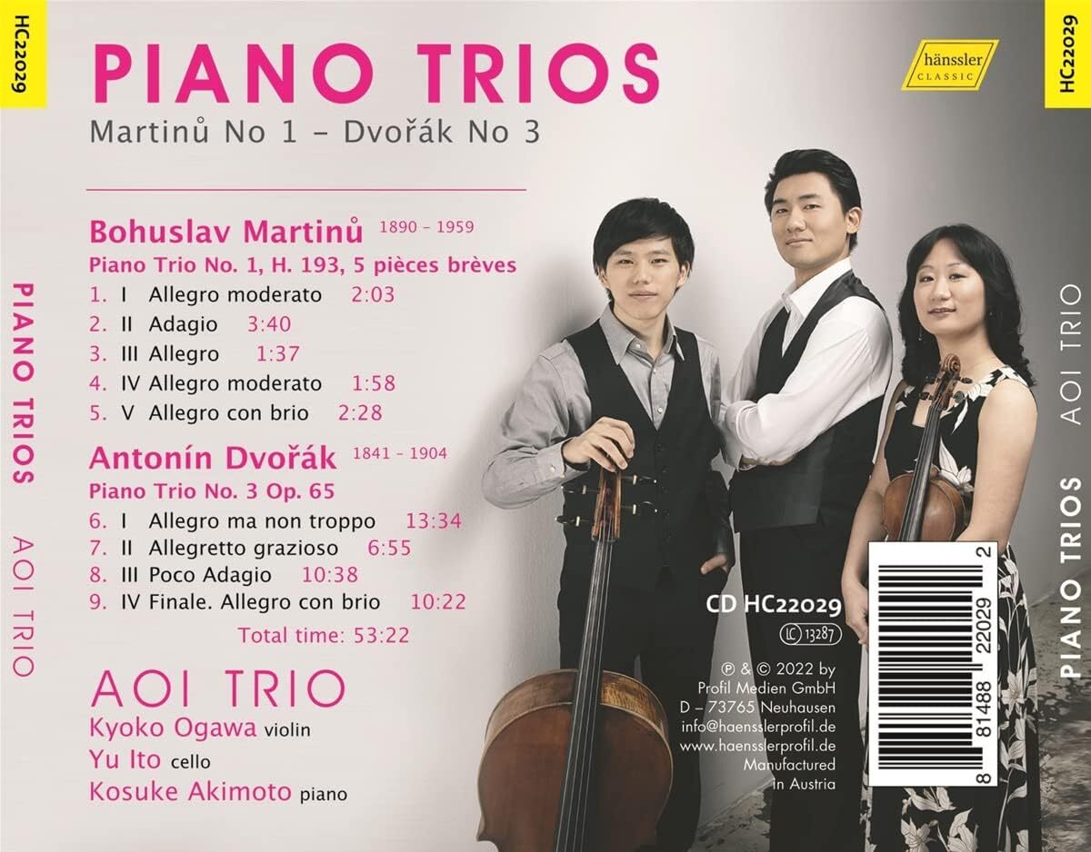 Piano Trios: Martinu No. 1/Dvorák No. 3