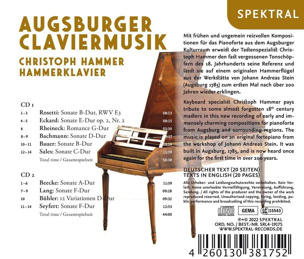 Augsburger Claviermusik - Werke von Rosetti, Eckard u.a.