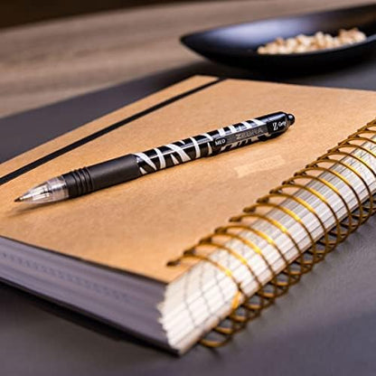 Zebra Pen Z Grip Black Pens Ballpoint, Smooth & Funky Pens With Pocket Clip, Retractable Black Ink Ballpoint, Reliable Black Biro Multipack For Everyday Use - Zebra Design, 12pk Black Ink Z-Grip Animal Zebra Barrel