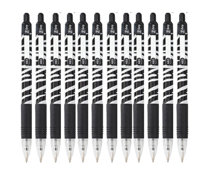 Zebra Pen Z Grip Black Pens Ballpoint, Smooth & Funky Pens With Pocket Clip, Retractable Black Ink Ballpoint, Reliable Black Biro Multipack For Everyday Use - Zebra Design, 12pk Black Ink Z-Grip Animal Zebra Barrel