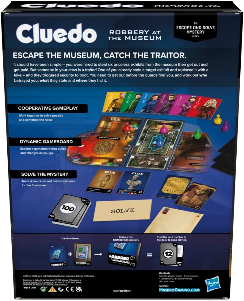 Hasbro Gaming Board Game Robbery at the Museum, Escape Room, Cooperative Family, Multicolor