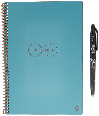 Rocketbook Smart Reusable- Dot-Grid Eco-Friendly Notebook with 1 Pilot Frixion Pen & 1 Microfiber Cloth Included - Neptune Teal Cover, Executive Size (6" x 8.8") Neptune Teal Executive Notebook