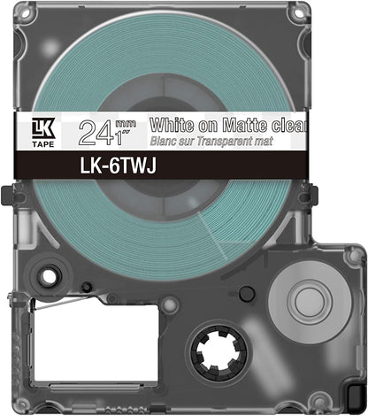Epson Etikettenkassette, mattes Beschriftungsband LK-6ABJ schwarz auf hellgrau, langlebiges Band für Epson LabelWorks Etikettendrucker, wasser- & verschleißfest, 8 m x 24 mm